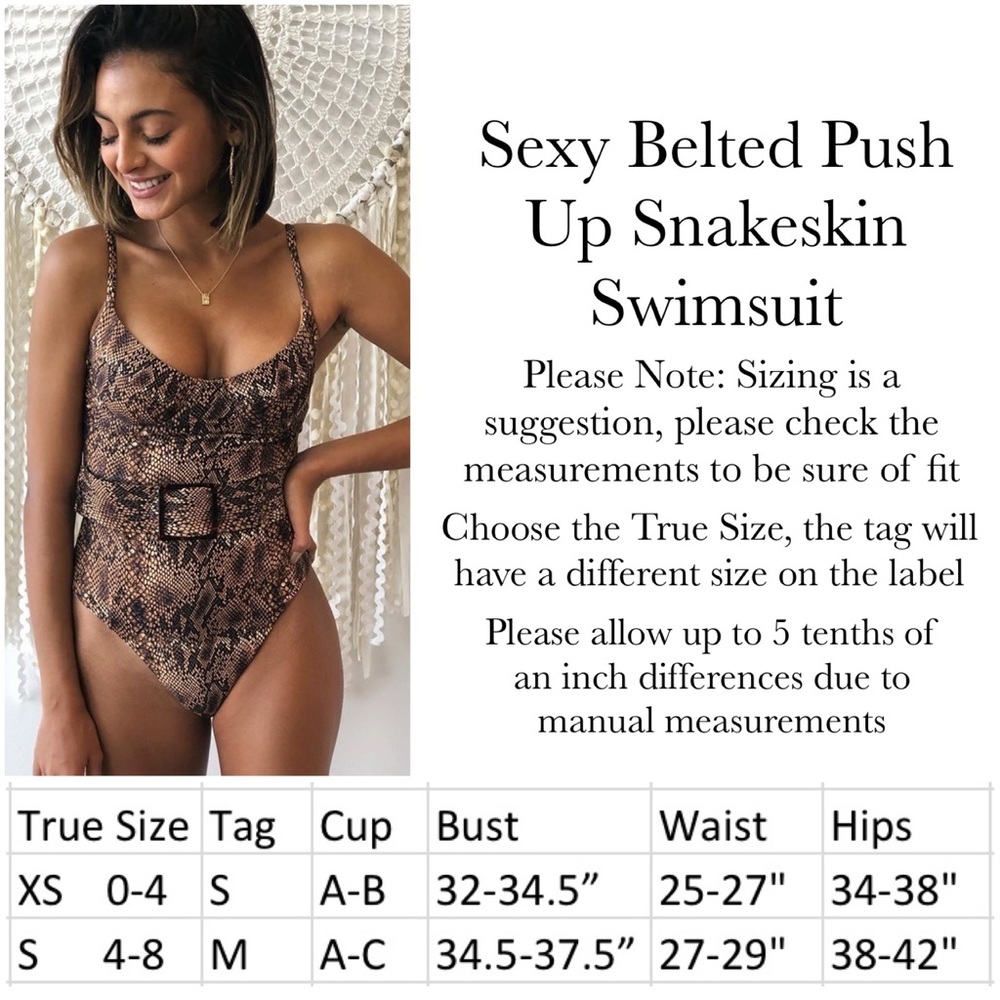Sexy Belted Snakeskin Push Up Swimsuit - Picture 12 of 12